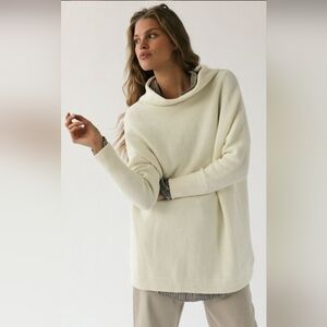 Free People Ottoman Slouchy Ivory Oversized Tunic Sweater-Sz XS Cottagecore Boho